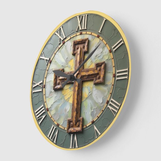 Jesus Rustic Textured Cross Große Wanduhr (Winkel)