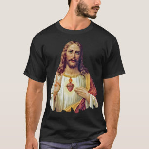 Jesus Sacred Heart Friedenszeichen-Porträt T-Shirt