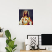 Jesus Sacred Heart Peace Sign Portrait Poster (Heimbüro)