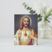 Jesus Sacred Heart Peace Sign Portrait Postkarte (Stehend Vorderseite)