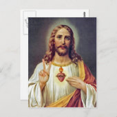 Jesus Sacred Heart Peace Sign Portrait Postkarte (Vorne/Hinten)