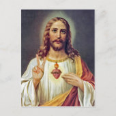 Jesus Sacred Heart Peace Sign Portrait Postkarte (Vorderseite)