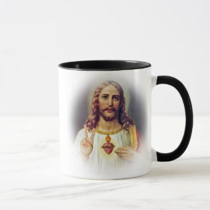Jesus Sacred Heart Peace Sign Portrait Tasse