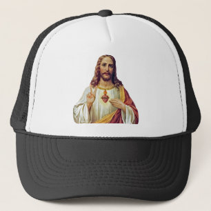 Jesus Sacred Heart Peace Sign Portrait Truckerkappe