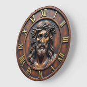 Jesus Sacred Portrait Roman Numeral Große Wanduhr (Winkel)