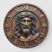 Jesus Sacred Portrait Roman Numeral Große Wanduhr (Vorderseite)