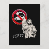 Jesus sagt nein zu Elektroautos Postkarte (Vorderseite)