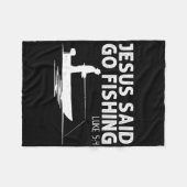 Jesus sagte geh Fischen Christus Christlicher Fisc Fleecedecke (Vorderseite (Horizontal))