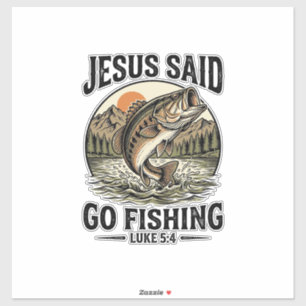 Jesus sagte geh fischen Vintage-Barsch Christlich Aufkleber