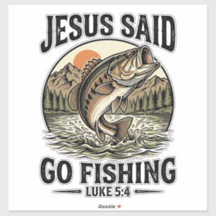 Jesus sagte geh fischen Vintage-Barsch Christlich Aufkleber