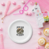 Jesus sagte geh fischen Vintage-Barsch Christlich Pappteller (Party)