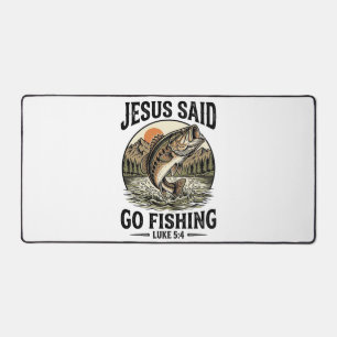 Jesus sagte geh fischen Vintage-Barsch Christlich Schreibtischunterlage