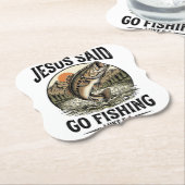 Jesus sagte, geh fischen Vintage-Barsch Christlich Untersetzer (angewinkelt)