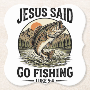 Jesus sagte, geh fischen Vintage-Barsch Christlich Untersetzer