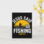 Jesus Said Go Fishing Luke 5-4 Christian Fisherman Karte (Gelbe Blume)