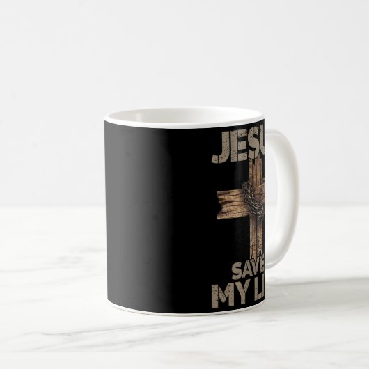 Jesus Saved My Life Christian Cross God Faith Bibl Kaffeetasse (VorderseiteRechts)