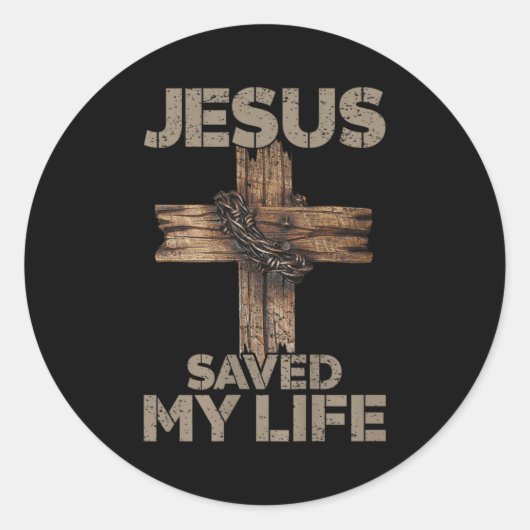 Jesus Saved My Life Christian Cross God Faith Bibl Runder Aufkleber (Vorderseite)