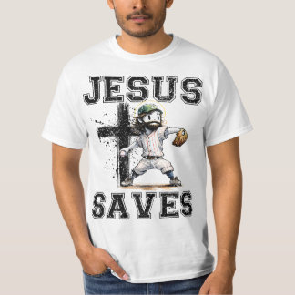 Jesus Saves Baseball Christian Faith T-Shirt