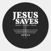Jesus Saves Bible Verse Acts 4_12 Christian Runder Aufkleber (Vorderseite)