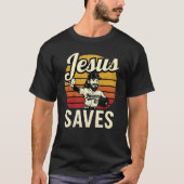 Jesus Saves Bro – Retro Baseball 2025 T-Shirt (Vorderseite)