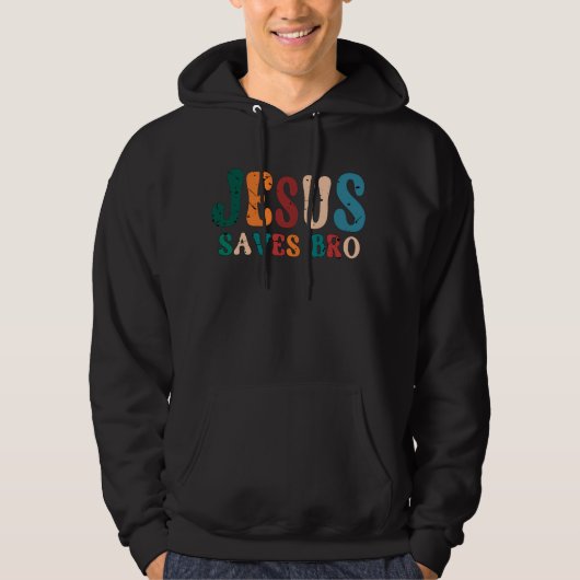 JESUS SAVES BRO VINTAGE RETRO HOODIE (Vorderseite)