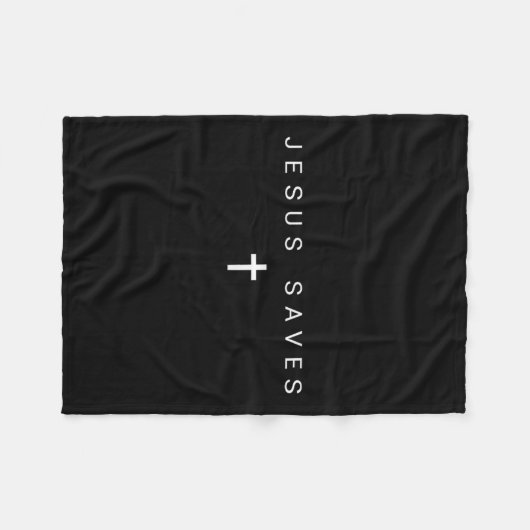 Jesus Saves Cross Subtle Christians Minimal Cathol Fleecedecke (Vorderseite (Horizontal))
