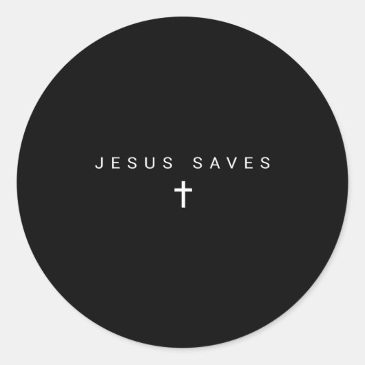 Jesus Saves Cross Subtle Christians Minimal Cathol Runder Aufkleber (Vorderseite)