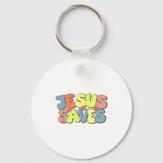 Jesus Saves - Hipe Flower Child Style Schlüsselanhänger (Vorderseite)