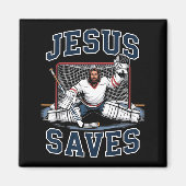 Jesus Saves Hockey Player Team God Hockey Lovers H Magnet (Vorne)