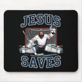 Jesus Saves Hockey Player Team God Hockey Lovers H Mousepad (Vorne)