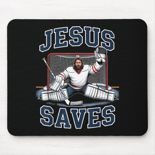 Jesus Saves Hockey Player Team God Hockey Lovers H Mousepad (Vorne)