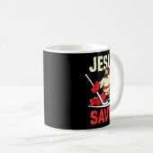 Jesus Saves Ice Hockey Goalie Player Christian Fun Kaffeetasse (VorderseiteRechts)