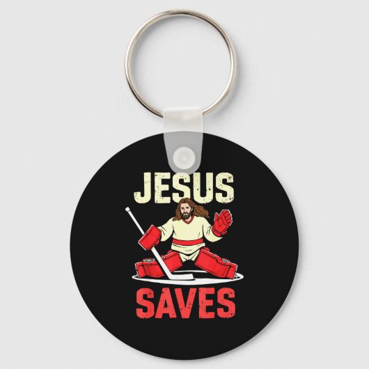 Jesus Saves Ice Hockey Goalie Player Christian Fun Schlüsselanhänger (Vorderseite)