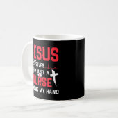Jesus Saves I'm Just A Nurse Lending My Hand Kaffeetasse (Vorderseite Links)