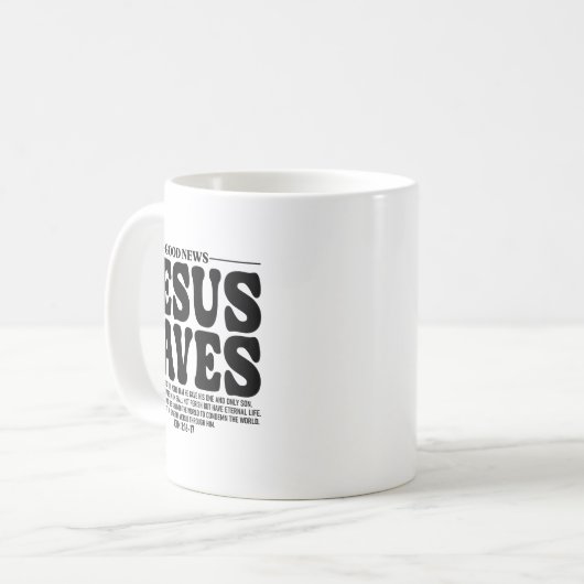 Jesus Saves Onback Subtle Christian Minimal Religi Kaffeetasse (Vorderseite Links)