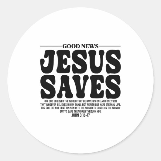 Jesus Saves Onback Subtle Christian Minimal Religi Runder Aufkleber (Vorderseite)