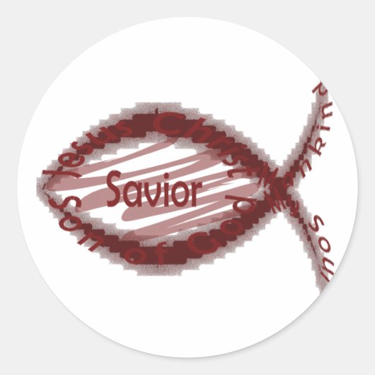 Jesus Savior Fish Symbol Runder Aufkleber (Vorderseite)