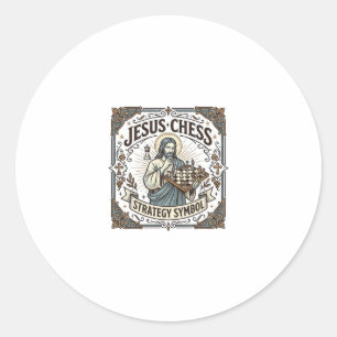 Jesus Schach Strategie Symbol Jesus Schach Strateg Runder Aufkleber