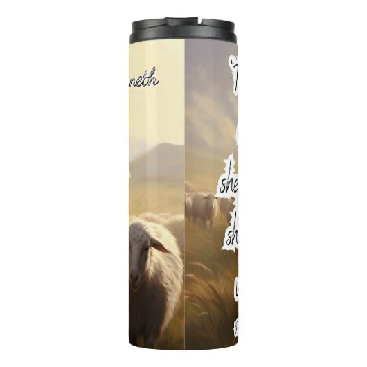 Jesus: Schäferhund, Frieden, unermüdliche Liebe Thermosbecher (Rückseite)