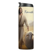 Jesus: Schäferhund, Frieden, unermüdliche Liebe Thermosbecher (Nach rechts gedreht)