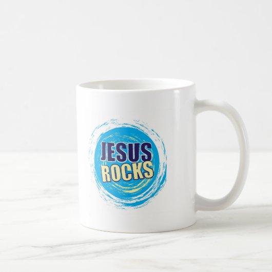 Jesus schaukelt 7 blau u. gelb kaffeetasse (Rechts)