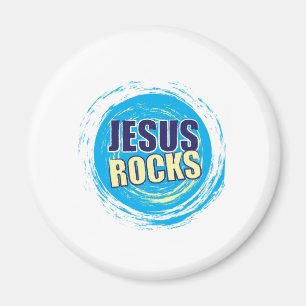 Jesus schaukelt 7 blau u. gelb magnet