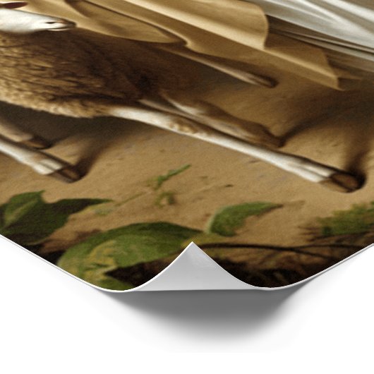 Jesus scheffend Lämmer in der Stille Poster (Ecke)