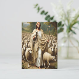 Jesus scheffend Lämmer in der Stille Postkarte
