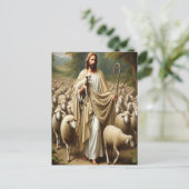 Jesus scheffend Lämmer in der Stille Postkarte (Stehend Vorderseite)