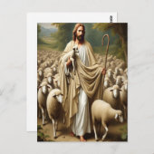 Jesus scheffend Lämmer in der Stille Postkarte (Vorne/Hinten)