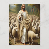 Jesus scheffend Lämmer in der Stille Postkarte (Vorderseite)