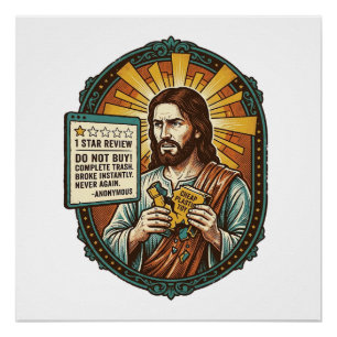 Jesus schlechter Influencer Produktbewertung Fail Poster