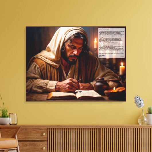 Jesus schrieb im Buch des Lebens Leinwanddruck (Insitu (Wohnzimmer))