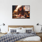 Jesus schrieb im Buch des Lebens Leinwanddruck (Insitu (Schlafzimmer))